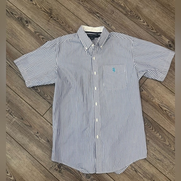 Polo by Ralph Lauren Men's Blue and White  Short Sleeve Striped Shirt - Picture 1 of 8